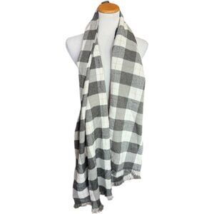 Gap Unisex Rectangle Scarf Black White Plaid Lightweight Large